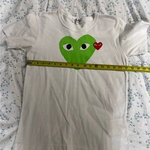 Comme des Garcons PLAY White Tee with Green and Red Heart